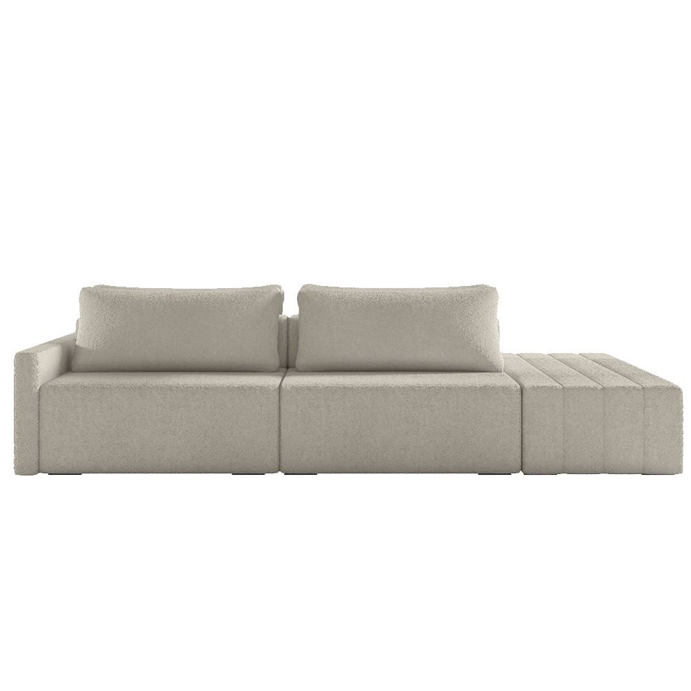 Sofá Ilha Modular com Puff para Sala Living 252cm Georgia Z08 Boucle Bege - Mpozenato