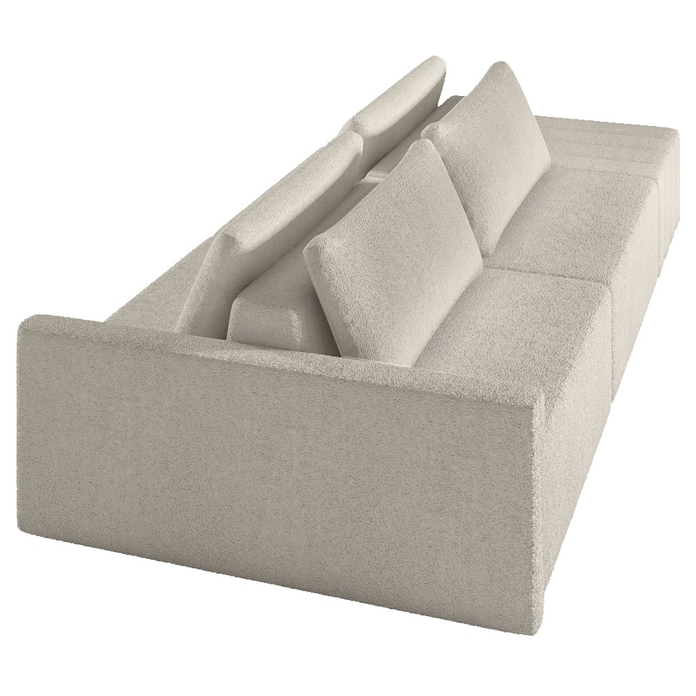 Sofá Ilha Modular com Puff para Sala Living 252cm Georgia Z08 Boucle Bege - Mpozenato