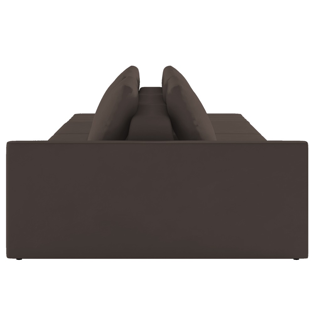 Sofá Ilha Modular com Puff para Sala Living 252cm Georgia Z08 Veludo Marrom - Mpozenato