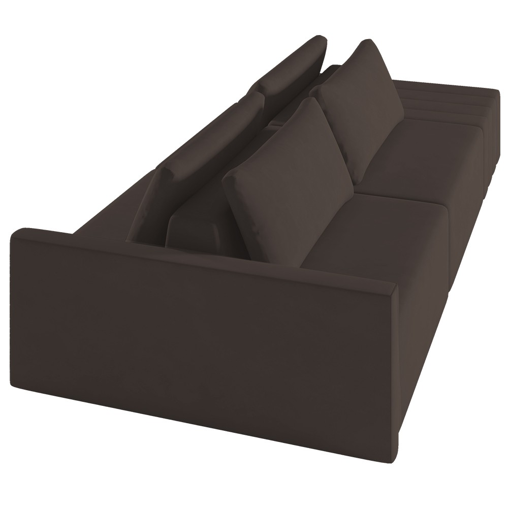 Sofá Ilha Modular com Puff para Sala Living 252cm Georgia Z08 Veludo Marrom - Mpozenato