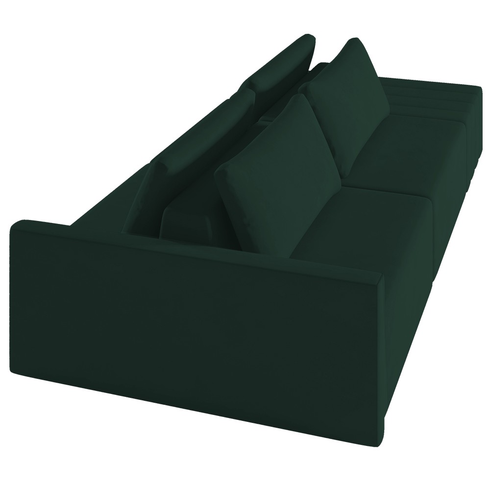 Sofá Ilha Modular com Puff para Sala Living 252cm Georgia Z08 Veludo Verde - Mpozenato