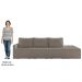 Sofá Ilha Modular com Puff para Sala Living 312cm Georgia Z08 Boucle Bege Escuro - Mpozenato