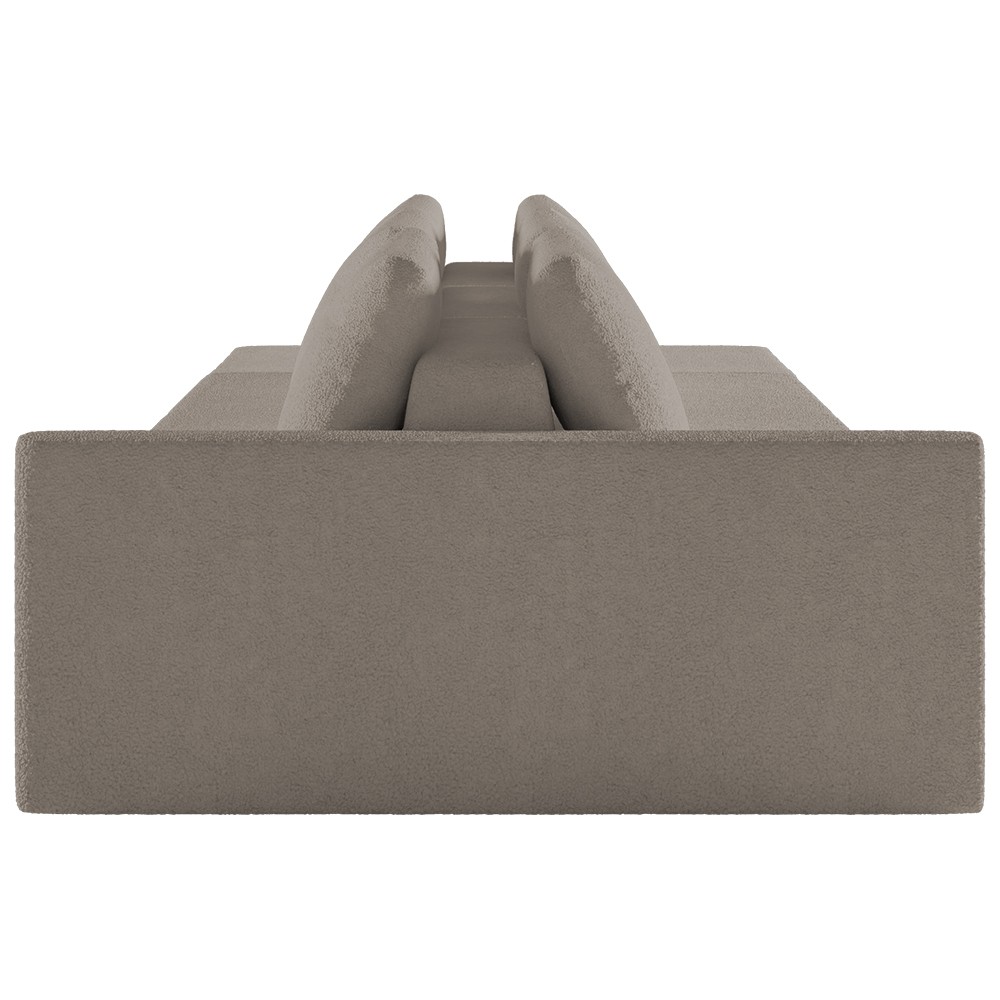 Sofá Ilha Modular com Puff para Sala Living 312cm Georgia Z08 Boucle Bege Escuro - Mpozenato