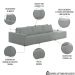 Sofá Ilha Modular com Puff para Sala Living 312cm Georgia Z08 Boucle Cinza Claro - Mpozenato