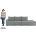 Sofá Ilha Modular com Puff para Sala Living 312cm Georgia Z08 Boucle Cinza Claro - Mpozenato