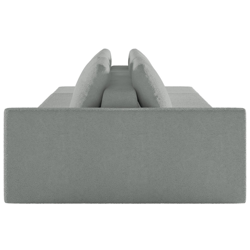 Sofá Ilha Modular com Puff para Sala Living 312cm Georgia Z08 Boucle Cinza Claro - Mpozenato