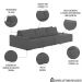 Sofá Ilha Modular com Puff para Sala Living 312cm Georgia Z08 Linho Cinza Escuro - Mpozenato