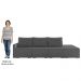 Sofá Ilha Modular com Puff para Sala Living 312cm Georgia Z08 Linho Cinza Escuro - Mpozenato