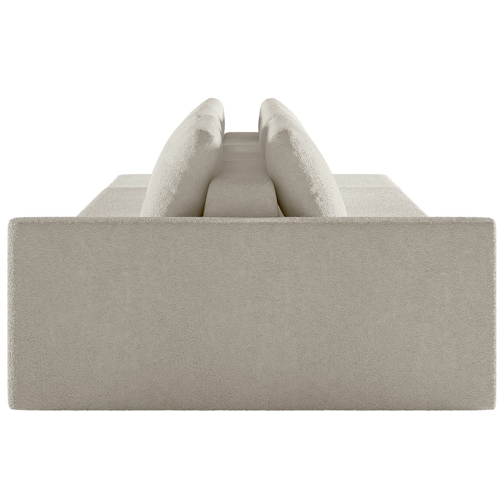 Sofá Ilha Modular com Puff para Sala Living 342cm Georgia K04 Bouclê Bege - Mpozenato