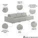 Sofá Ilha Modular com Puff para Sala Living 342cm Georgia K04 Linho Cinza - Mpozenato