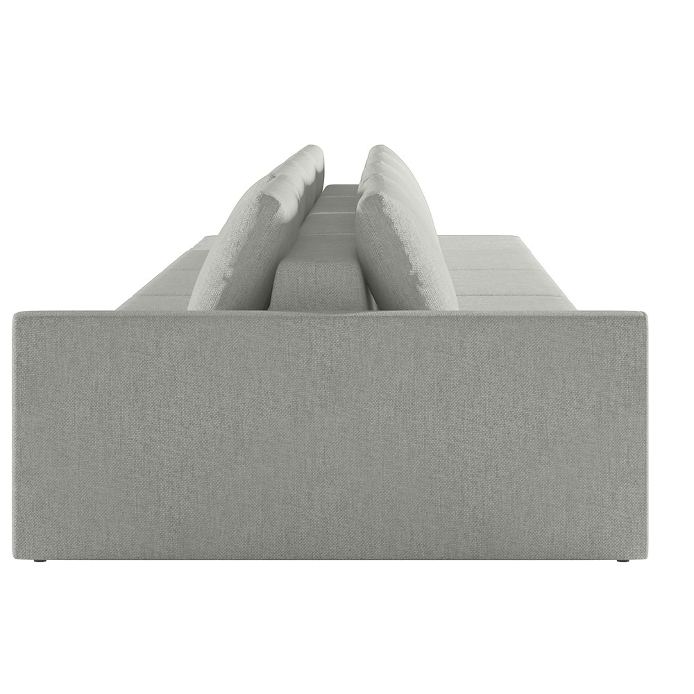 Sofá Ilha Modular com Puff para Sala Living 342cm Georgia K04 Linho Cinza - Mpozenato