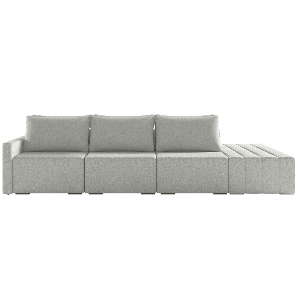 Sofá Ilha Modular com Puff para Sala Living 342cm Georgia K04 Linho Cinza - Mpozenato