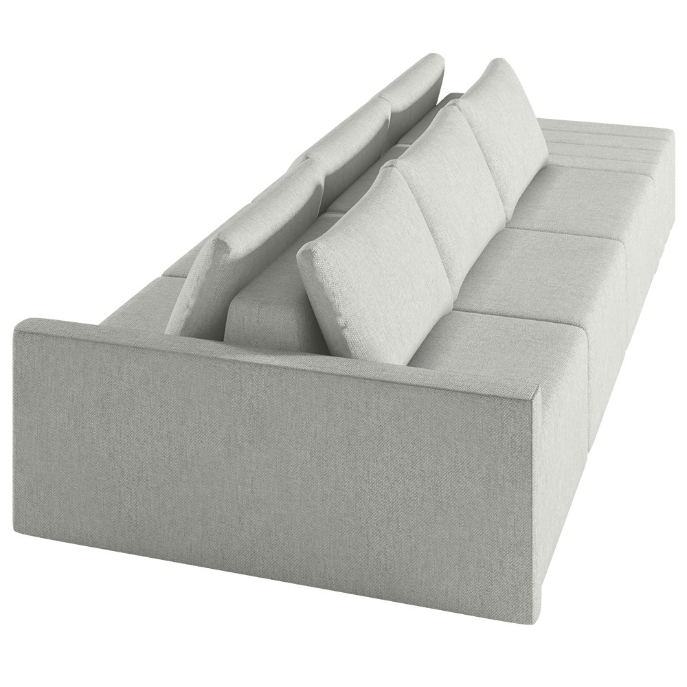 Sofá Ilha Modular com Puff para Sala Living 342cm Georgia K04 Linho Cinza - Mpozenato