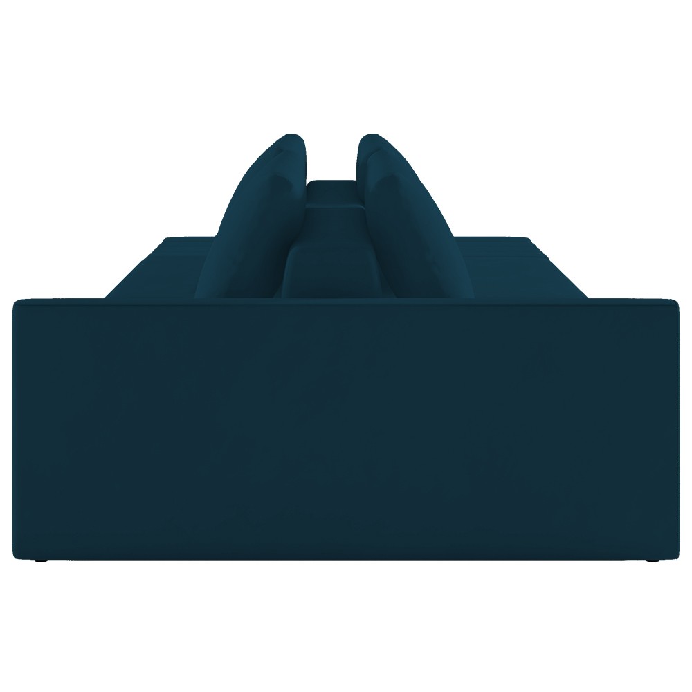 Sofá Ilha Modular com Puff para Sala Living 342cm Georgia K04 Veludo Azul - Mpozenato