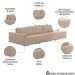 Sofá Ilha Modular com Puff para Sala Living 342cm Georgia K04 Veludo Bege - Mpozenato