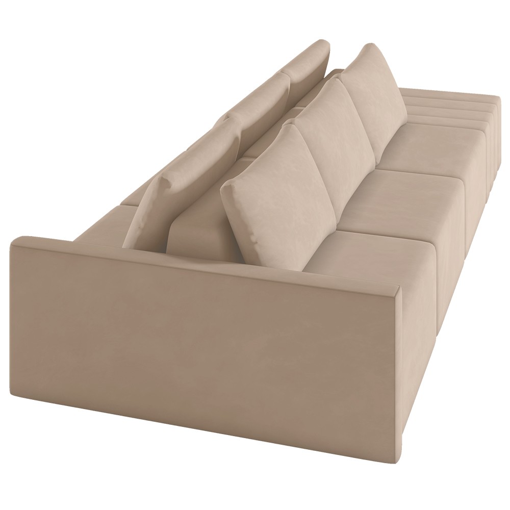 Sofá Ilha Modular com Puff para Sala Living 342cm Georgia K04 Veludo Bege - Mpozenato