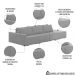 Sofá Ilha Modular com Puff para Sala Living 342cm Georgia K04 Veludo Cinza - Mpozenato