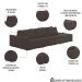 Sofá Ilha Modular com Puff para Sala Living 342cm Georgia K04 Veludo Marrom - Mpozenato