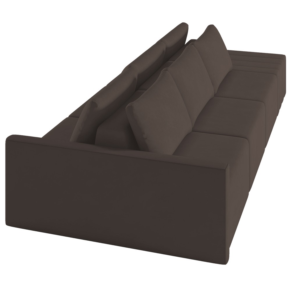 Sofá Ilha Modular com Puff para Sala Living 342cm Georgia K04 Veludo Marrom - Mpozenato