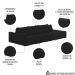 Sofá Ilha Modular com Puff para Sala Living 342cm Georgia K04 Veludo Preto - Mpozenato