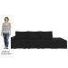 Sofá Ilha Modular com Puff para Sala Living 342cm Georgia K04 Veludo Preto - Mpozenato