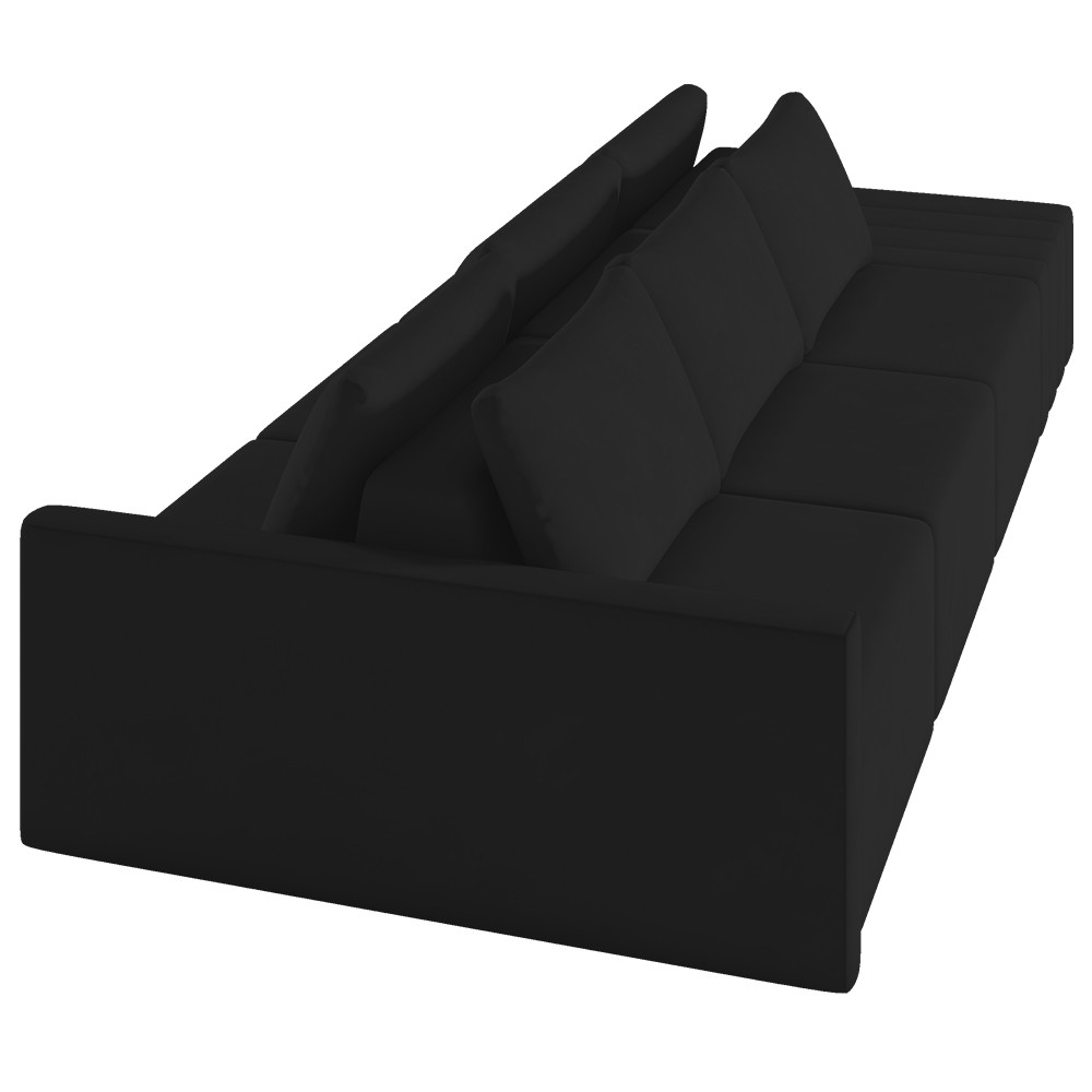 Sofá Ilha Modular com Puff para Sala Living 342cm Georgia K04 Veludo Preto - Mpozenato