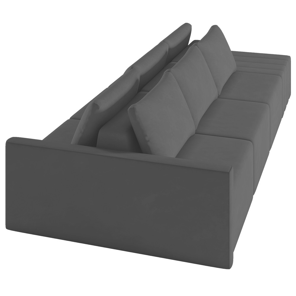 Sofá Ilha Modular com Puff para Sala Living 342cm Georgia Z08 Veludo Cinza Escuro - Mpozenato
