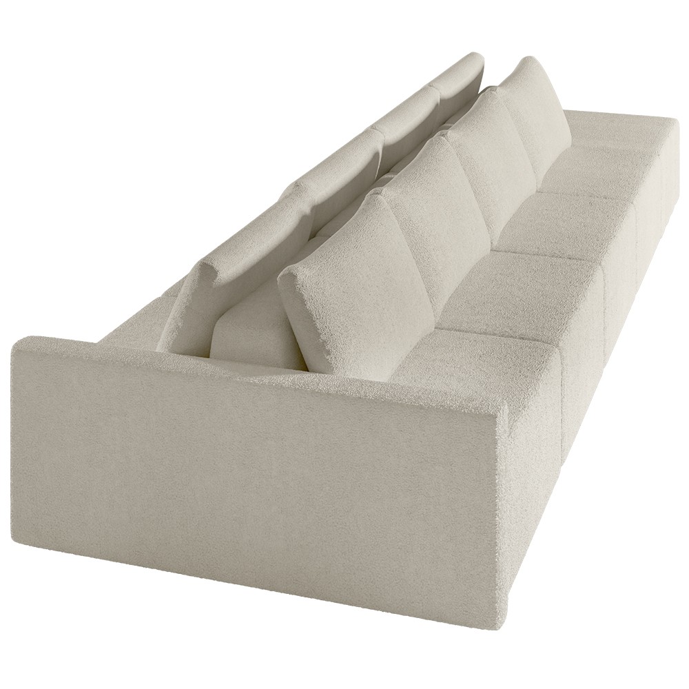 Sofá Ilha Modular com Puff para Sala Living 392cm Georgia K04 Bouclê Bege - Mpozenato