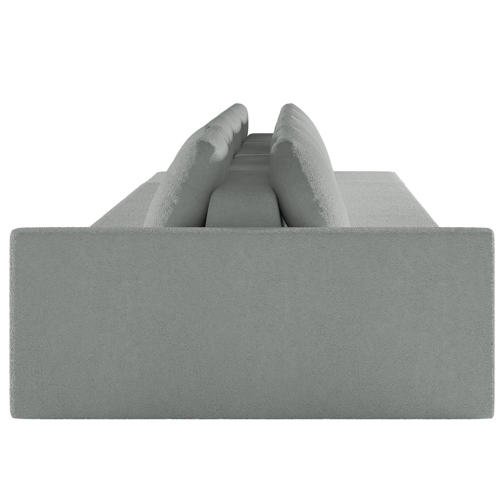 Sofá Ilha Modular com Puff para Sala Living 392cm Georgia K04 Bouclê Cinza - Mpozenato