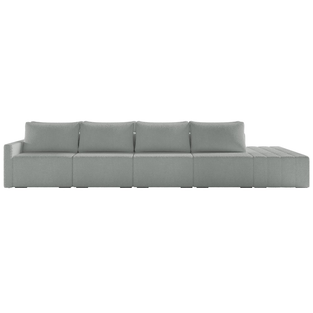 Sofá Ilha Modular com Puff para Sala Living 392cm Georgia K04 Bouclê Cinza - Mpozenato
