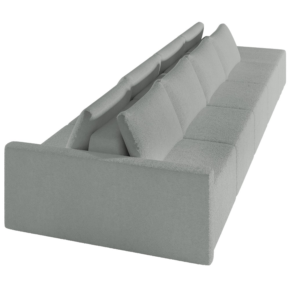 Sofá Ilha Modular com Puff para Sala Living 392cm Georgia K04 Bouclê Cinza - Mpozenato