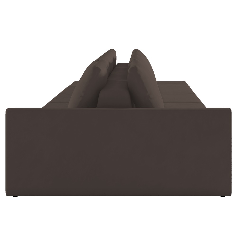 Sofá Ilha Modular com Puff para Sala Living 392cm Georgia K04 Veludo Marrom - Mpozenato