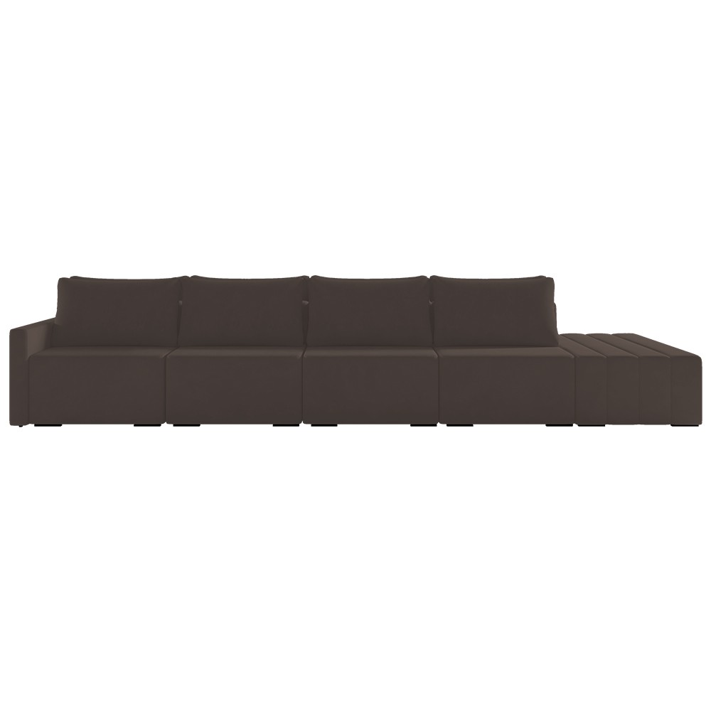 Sofá Ilha Modular com Puff para Sala Living 392cm Georgia K04 Veludo Marrom - Mpozenato