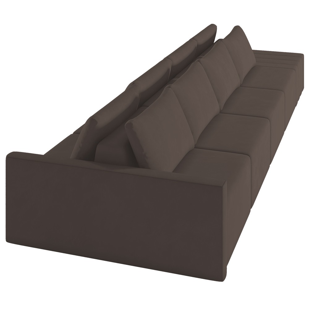 Sofá Ilha Modular com Puff para Sala Living 392cm Georgia K04 Veludo Marrom - Mpozenato