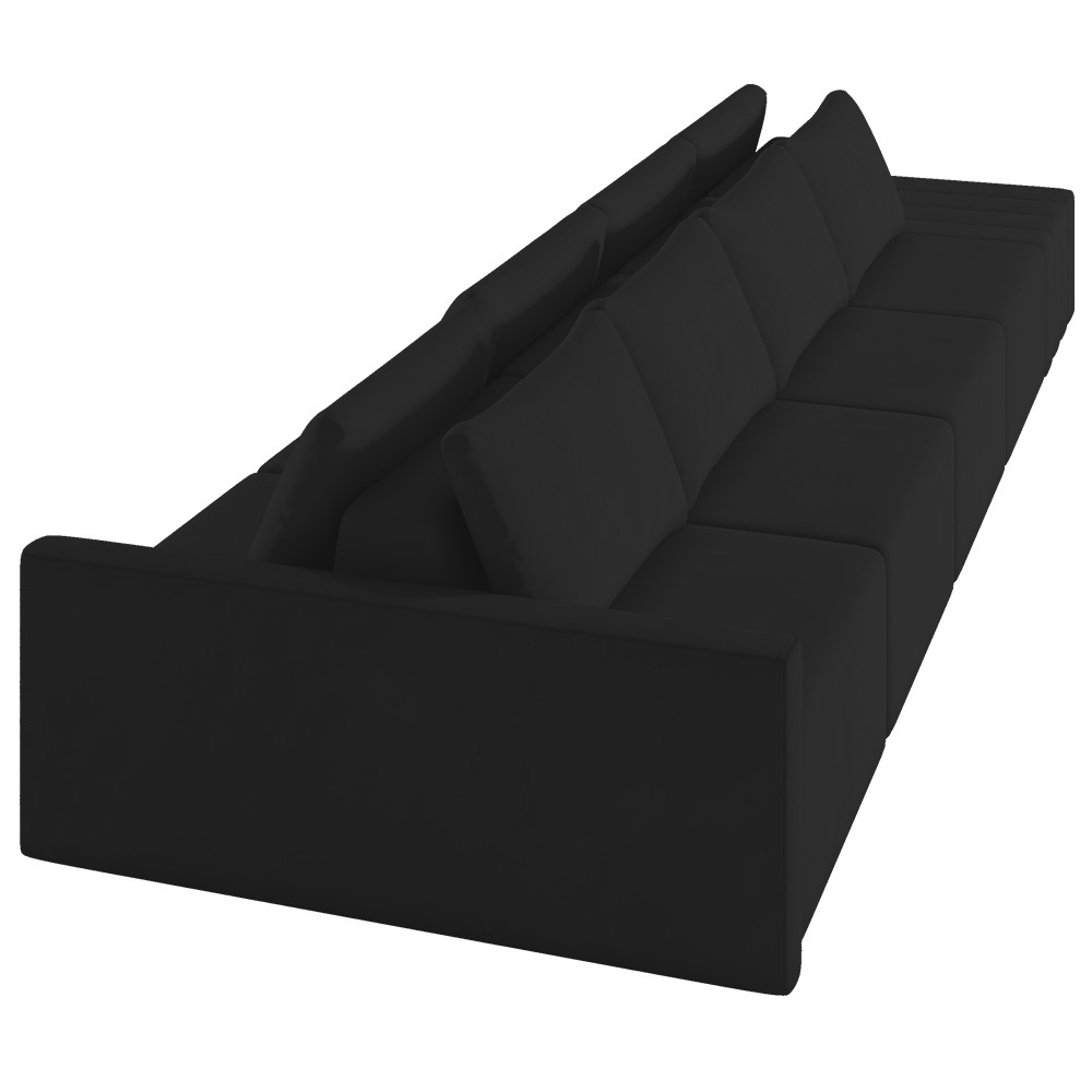 Sofá Ilha Modular com Puff para Sala Living 392cm Georgia K04 Veludo Preto - Mpozenato