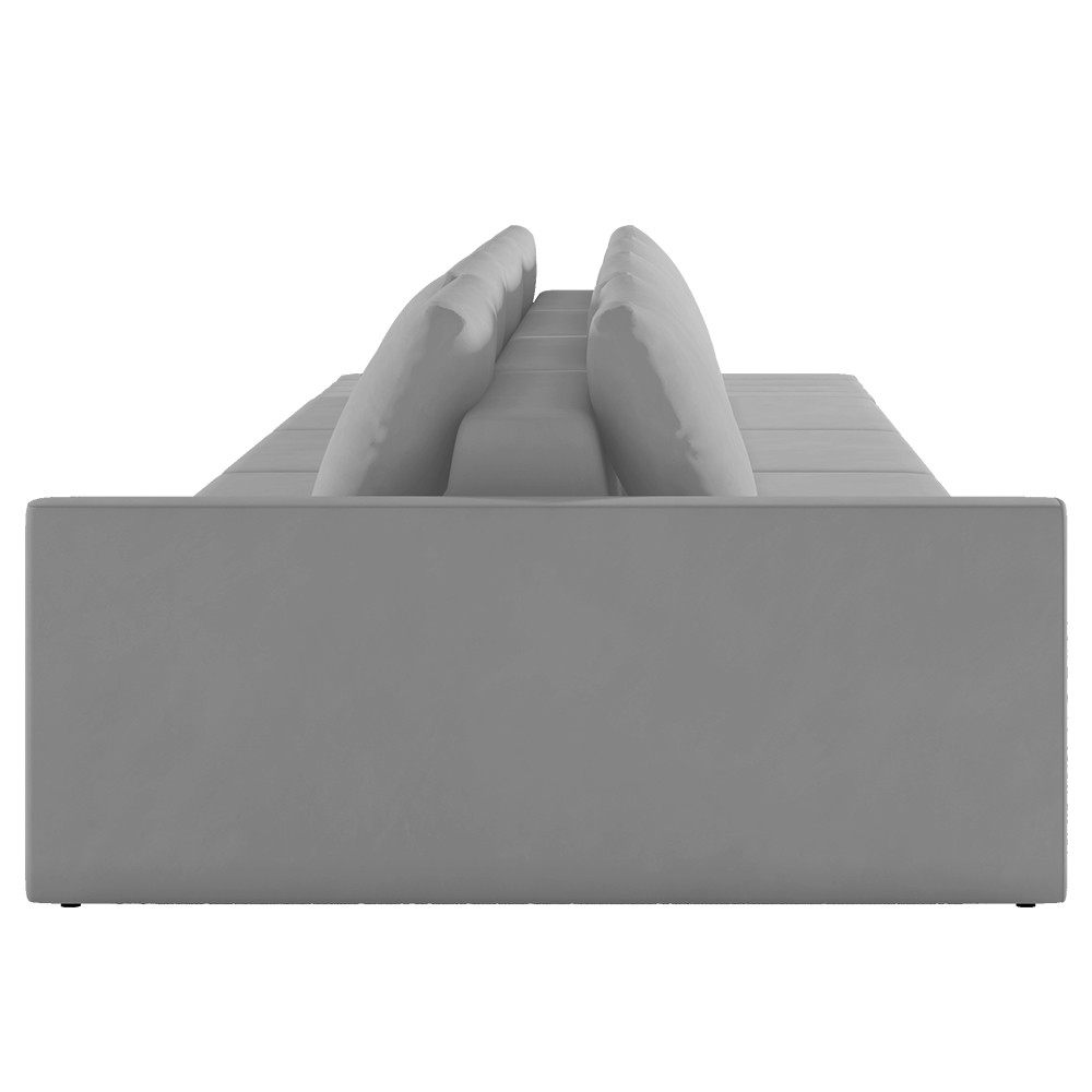 Sofá Ilha Modular com Puff para Sala Living 392cm Georgia Z08 Veludo Cinza - Mpozenato