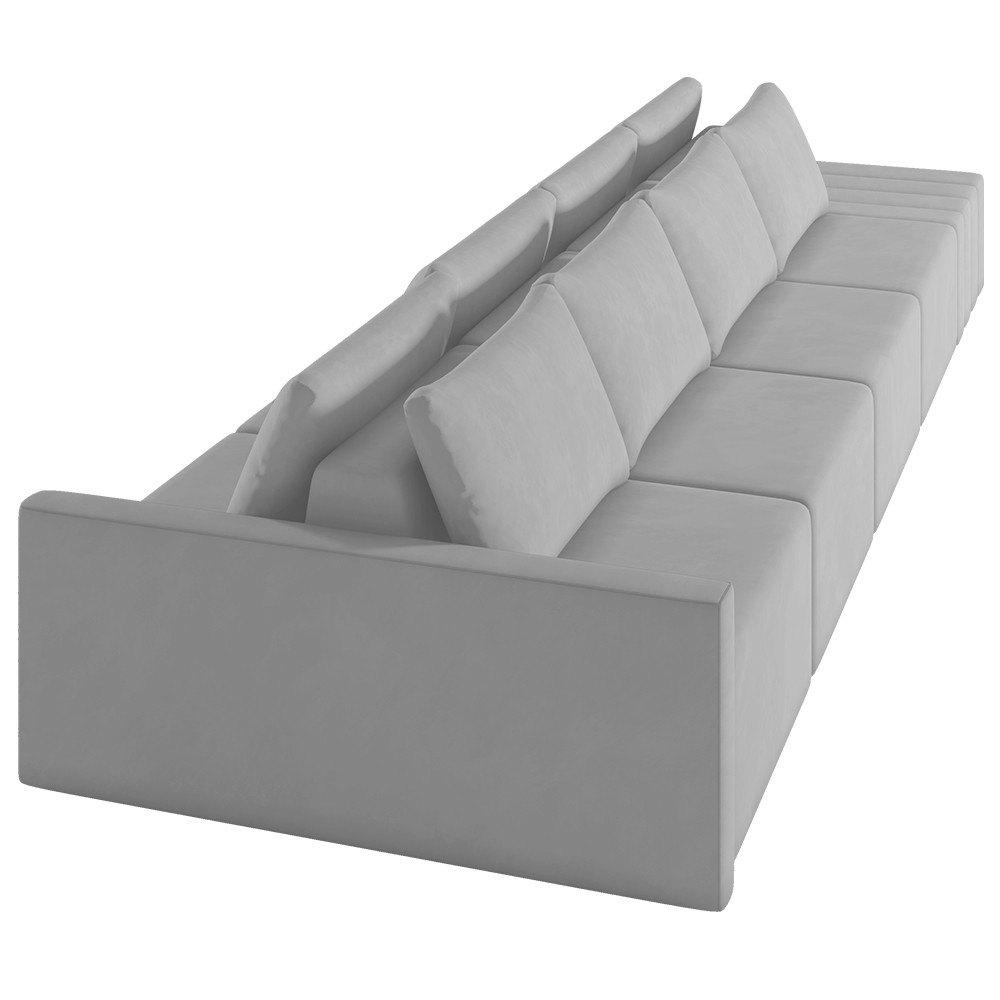 Sofá Ilha Modular com Puff para Sala Living 392cm Georgia Z08 Veludo Cinza - Mpozenato