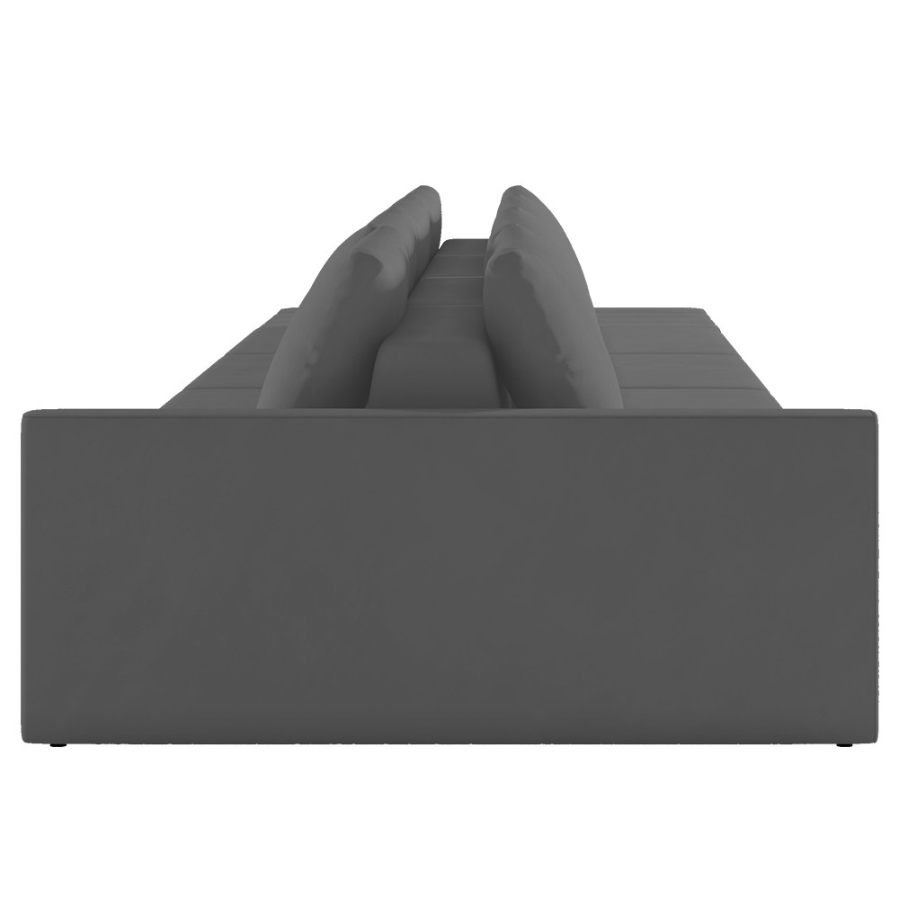 Sofá Ilha Modular com Puff para Sala Living 392cm Georgia Z08 Veludo Cinza Escuro - Mpozenato