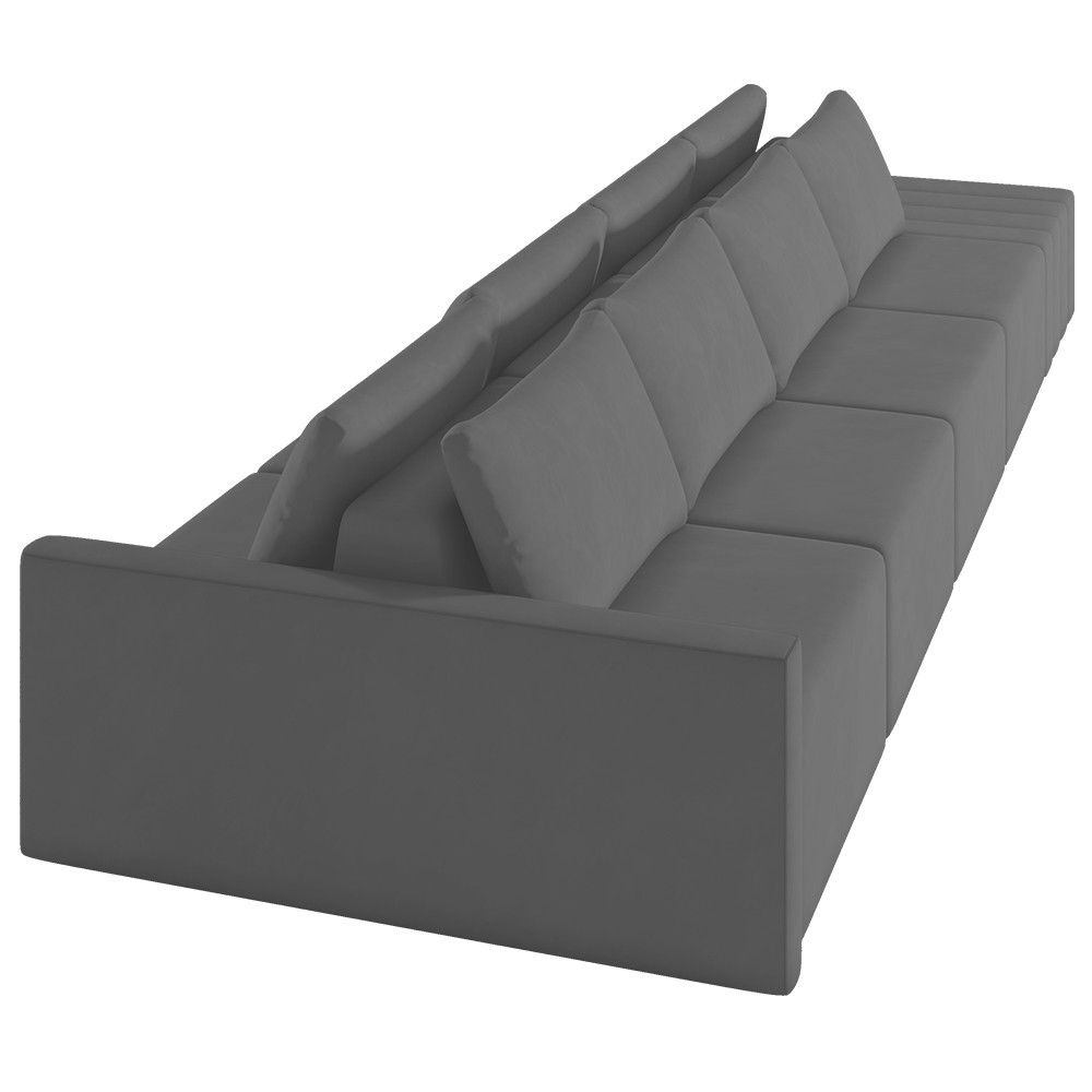 Sofá Ilha Modular com Puff para Sala Living 392cm Georgia Z08 Veludo Cinza Escuro - Mpozenato