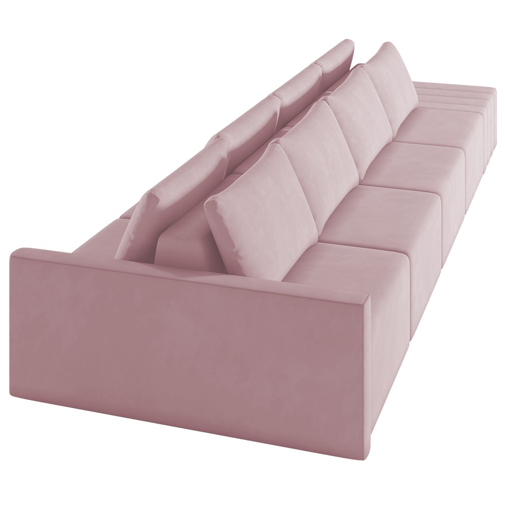 Sofá Ilha Modular com Puff para Sala Living 392cm Georgia Z08 Veludo Rosê - Mpozenato