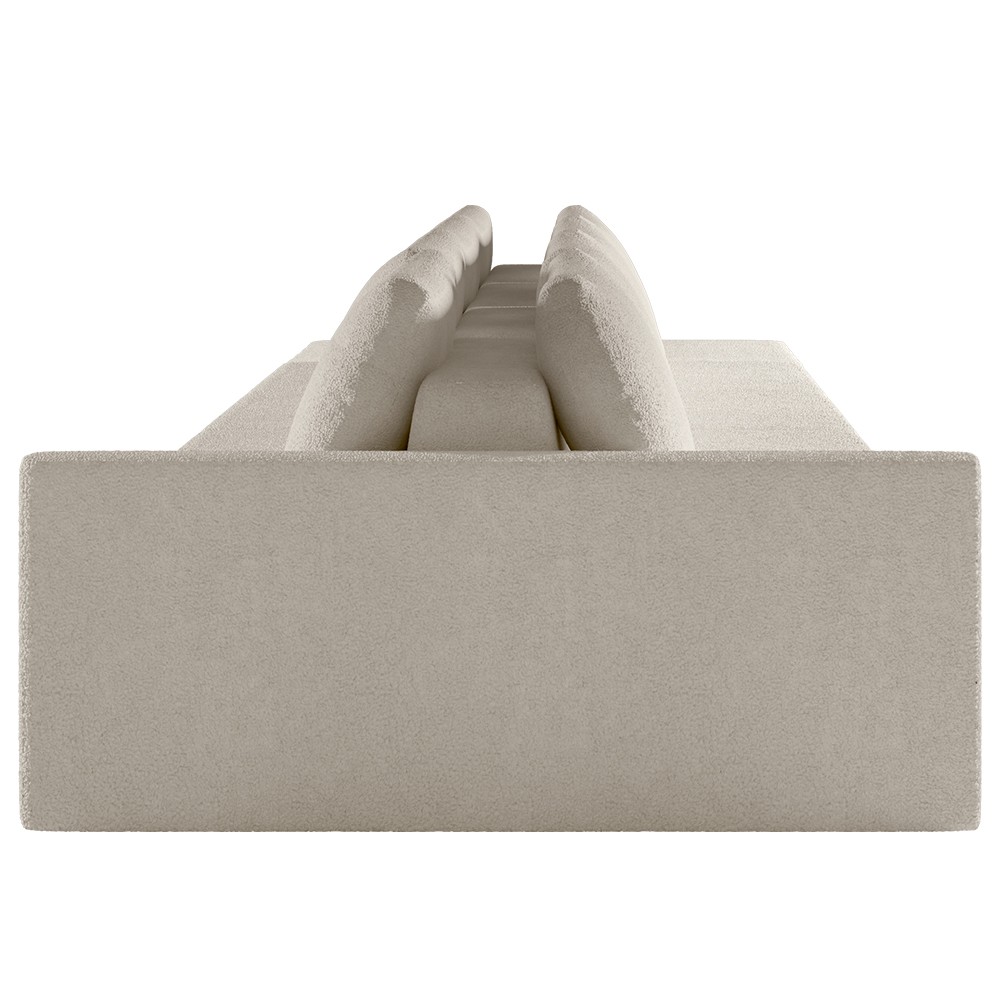 Sofá Ilha Modular com Puff para Sala Living 432cm Georgia K04 Bouclê Bege - Mpozenato