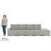 Sofá Ilha Modular com Puff para Sala Living 432cm Georgia K04 Linho Cinza - Mpozenato