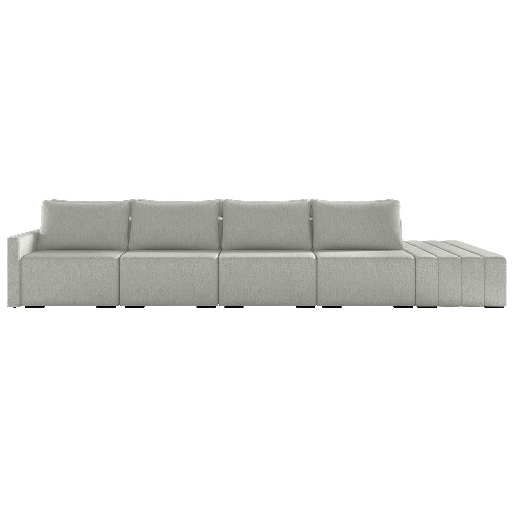 Sofá Ilha Modular com Puff para Sala Living 432cm Georgia K04 Linho Cinza - Mpozenato