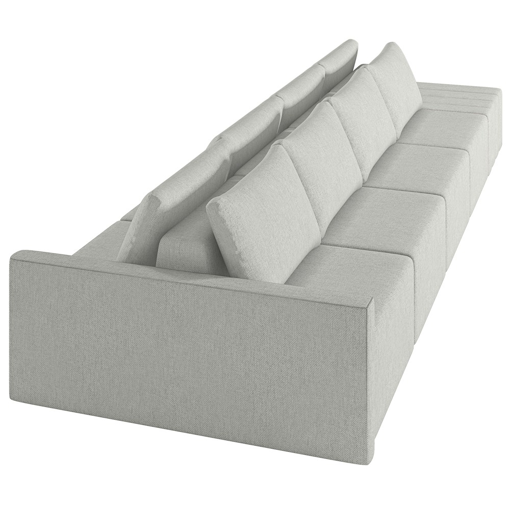 Sofá Ilha Modular com Puff para Sala Living 432cm Georgia K04 Linho Cinza - Mpozenato