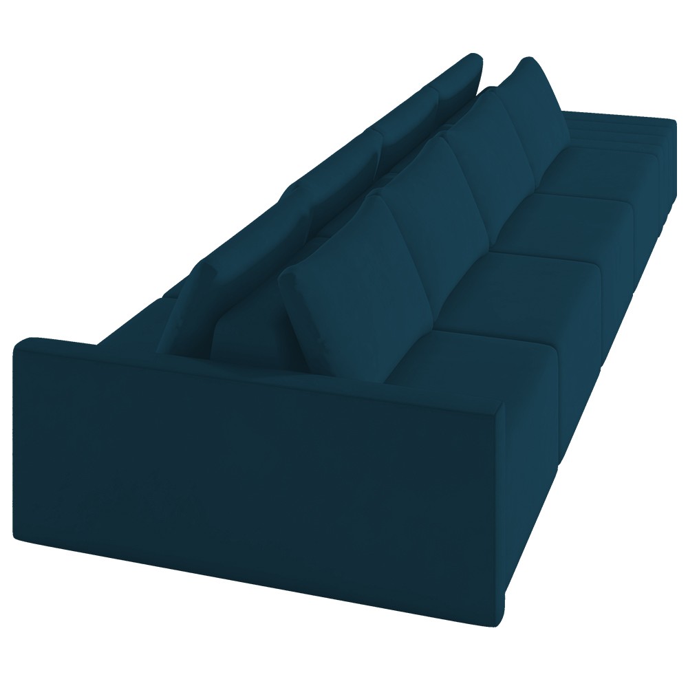 Sofá Ilha Modular com Puff para Sala Living 432cm Georgia K04 Veludo Azul - Mpozenato