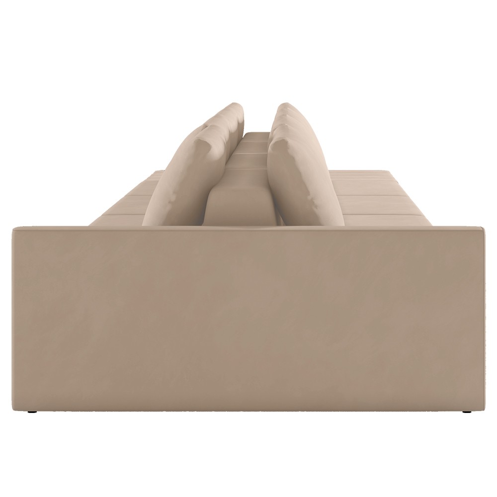 Sofá Ilha Modular com Puff para Sala Living 432cm Georgia K04 Veludo Bege - Mpozenato
