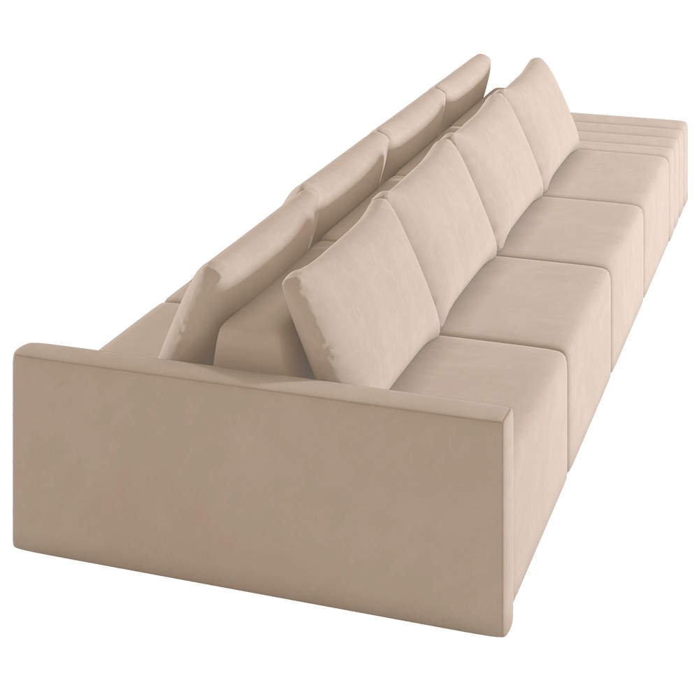 Sofá Ilha Modular com Puff para Sala Living 432cm Georgia K04 Veludo Bege - Mpozenato