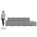 Sofá Ilha Modular com Puff para Sala Living 432cm Georgia K04 Veludo Cinza - Mpozenato
