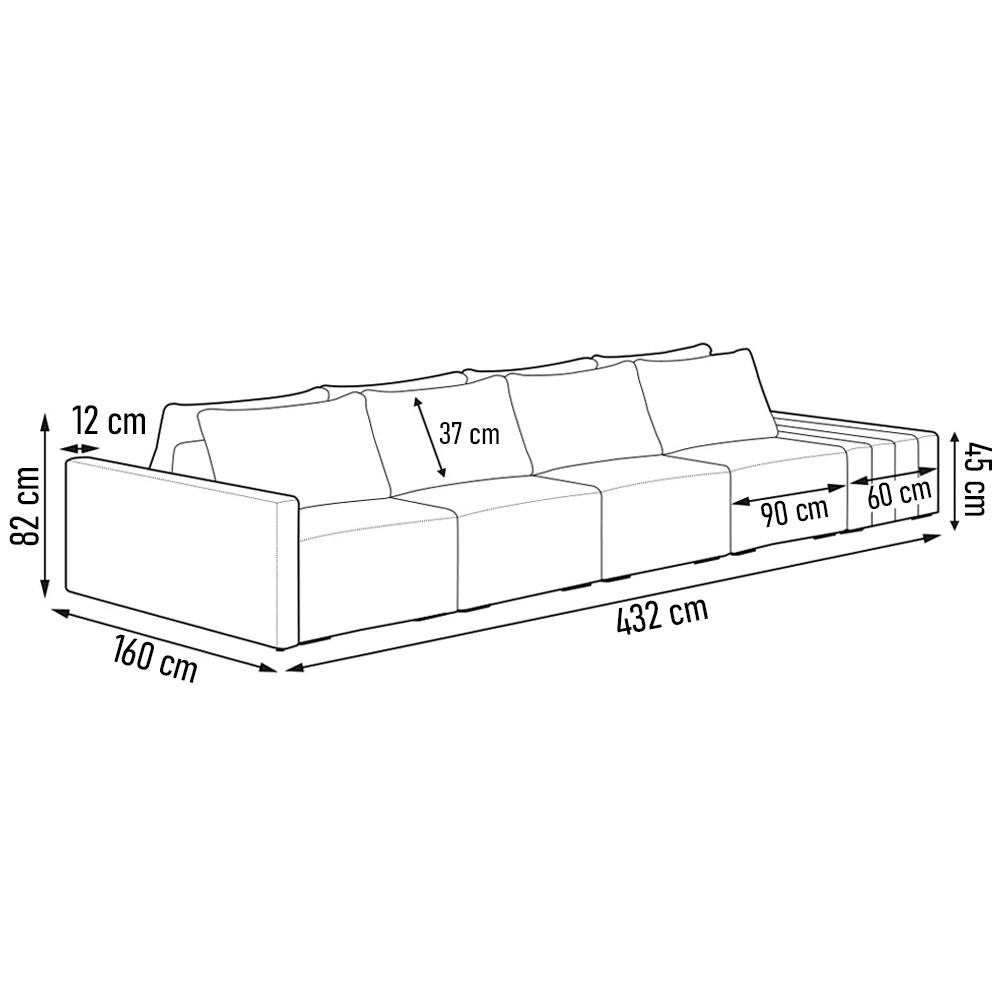 Sofá Ilha Modular com Puff para Sala Living 432cm Georgia K04 Veludo Verde - Mpozenato