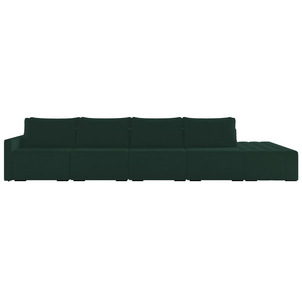 Sofá Ilha Modular com Puff para Sala Living 432cm Georgia K04 Veludo Verde - Mpozenato